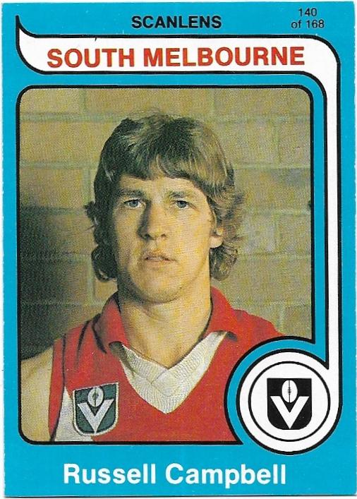 1980 Scanlens (140) Russell Campbell South Melbourne (Rookie Card)