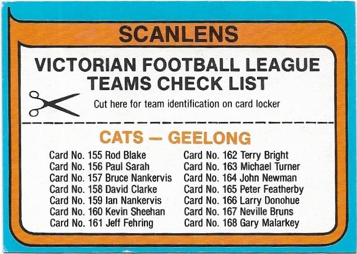 1980 Scanlens Geelong Checklist