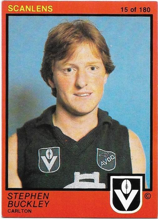 1982 Scanlens (15) Stephen Buckley Carlton (Rookie Card)