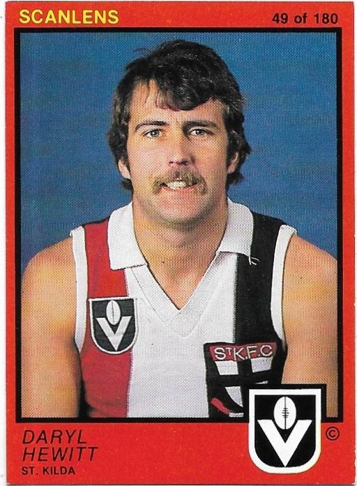 1982 Scanlens (49) Daryl Hewitt St. Kilda (Rookie Card)