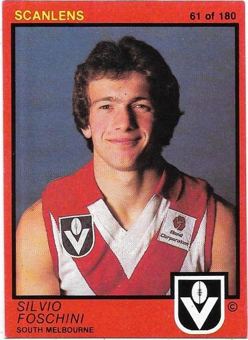 1982 Scanlens (61) Silvio Foschini South Melbourne (Rookie Card)