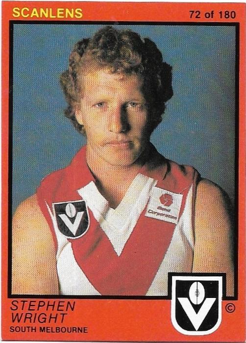 1982 Scanlens (72) Stephen Wright South Melbourne
