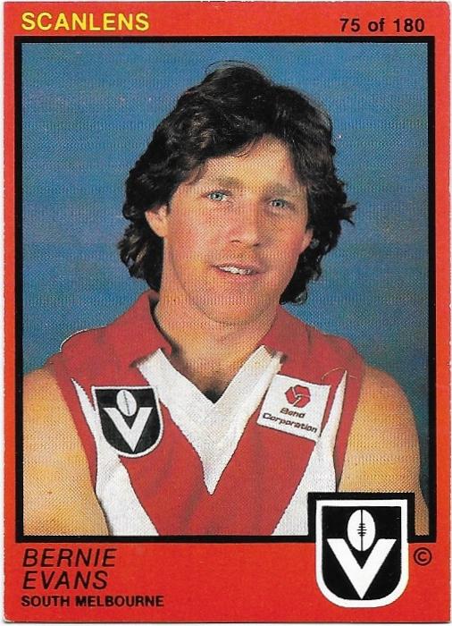 1982 Scanlens (75) Bernie Evans South Melbourne