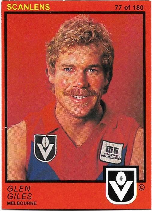 1982 Scanlens (77) Glen Giles Melbourne (Rookie Card)