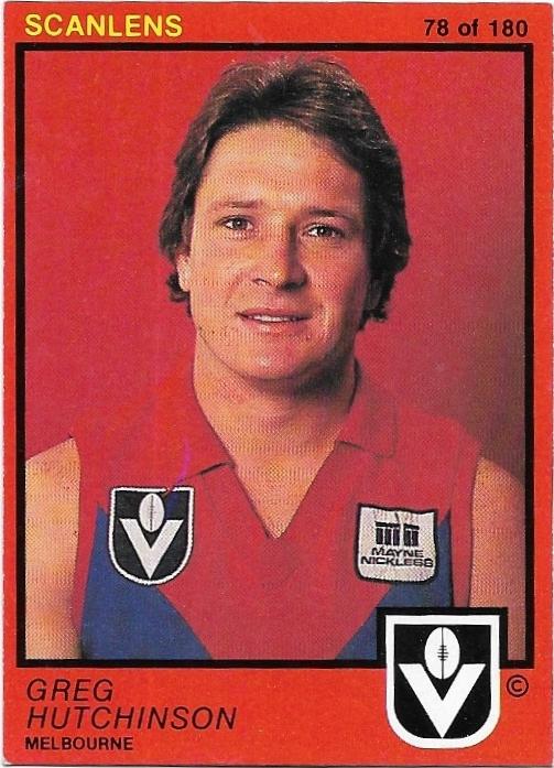 1982 Scanlens (78) Greg Hutchinson Melbourne