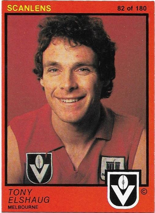 1982 Scanlens (82) Tony Elshaug Melbourne