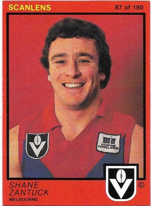 1982 Scanlens (87) Shane Zantuck Melbourne