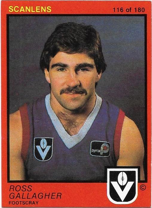 1982 Scanlens (116) Ross Gallagher Footscray (Rookie Card)