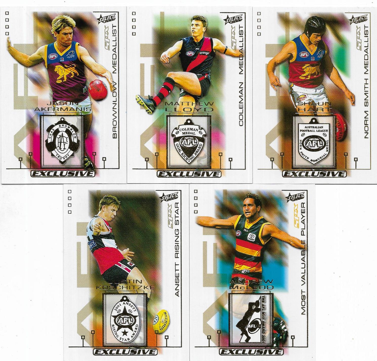 2002 Select SPX Medal Cards Full Set (5 Cards)