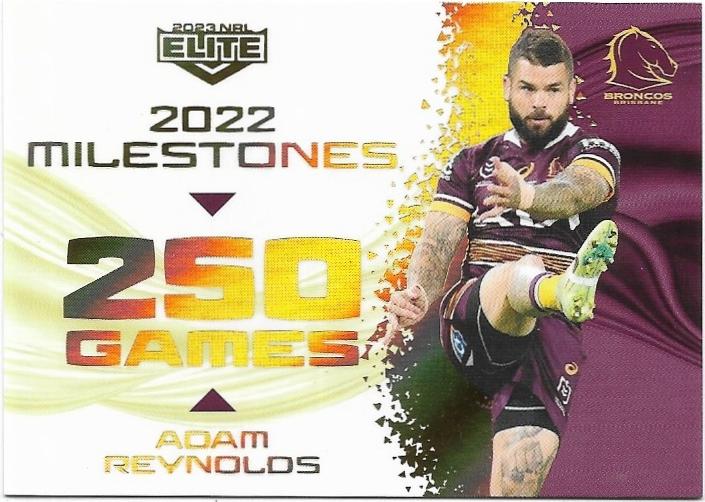 2023 Nrl Elite Milestone Case Card (M01) Adam Reynolds Broncos 12/42
