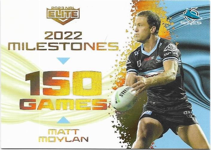 2023 Nrl Elite Milestone Case Card (M04) Matt Moylan Sharks 18/42