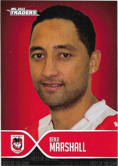 2015 Nrl Traders Faces Of The Game (FOTG39) Benji Marshall Dragons