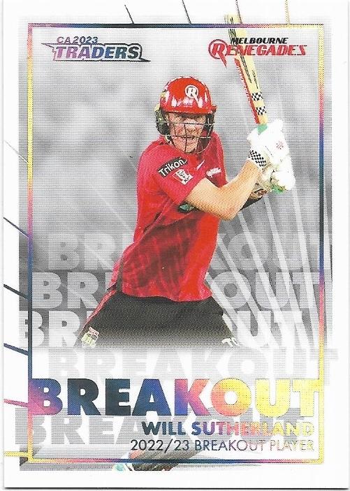 2023/24 Cricket Traders Luxe Breakouts White (BO09) Will Sutherland Renegades