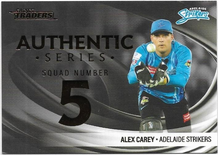 2023/24 Cricket Traders Luxe Authentic Foil Squad Number (AN03) Alex Carey Strikers