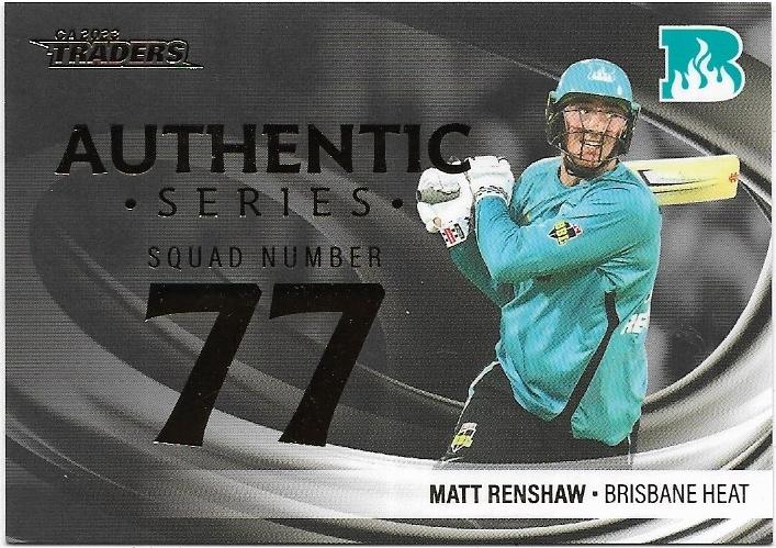 2023/24 Cricket Traders Luxe Authentic Foil Squad Number (AN04) Matt Renshaw Heat