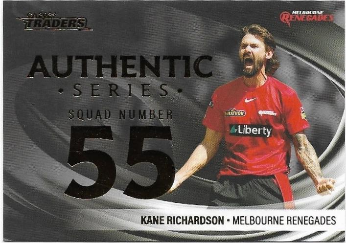 2023/24 Cricket Traders Luxe Authentic Foil Squad Number (AN06) Kane Richardson Renegades