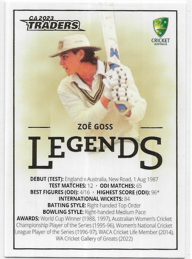 2023/24 Cricket Traders Luxe Legends Case Card (CCL8) Zoe Goss 23/30