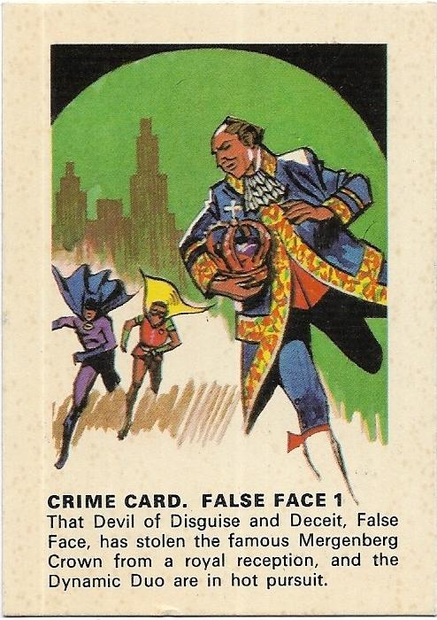 1966 Batman Weeties & Rice Krinkles – False Face 1 – Crime Card