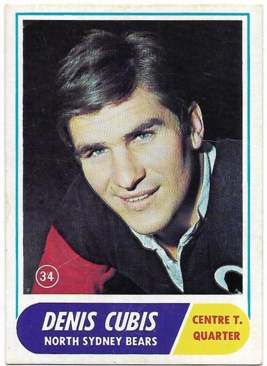 1969 Scanlens Rugby League (34) Denis Cubis Bears