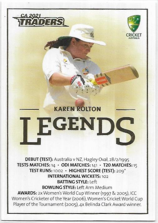 2021 / 22 TLA Cricket Legend Case Card (CCL4) Karen ROLTON Australia 28/30