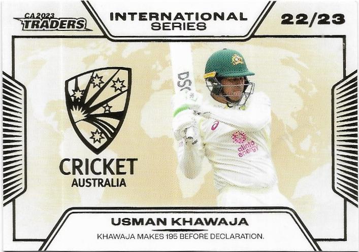 2023/24 Cricket Traders Luxe International Series Album Parallel (ISA10) Usman Khawaja 31/50