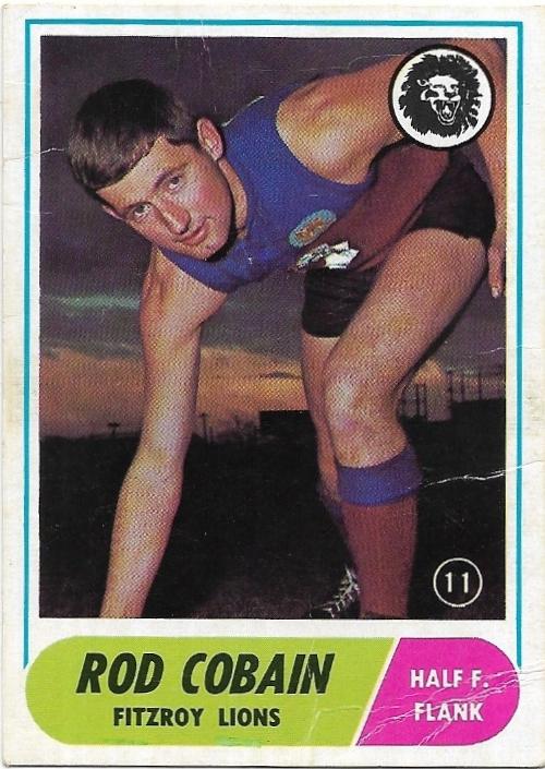1969 Scanlens VFL (11) Rod Cobain Fitzroy (Rookie Card)