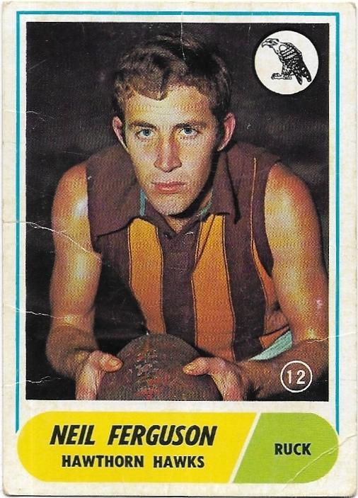 1969 Scanlens VFL (12) Neil Ferguson Hawthorn (Rookie Card)
