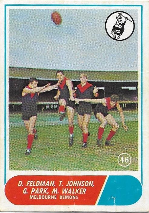 1969 Scanlens VFL (46) Feldman / Johnson / Park / Walker Melbourne
