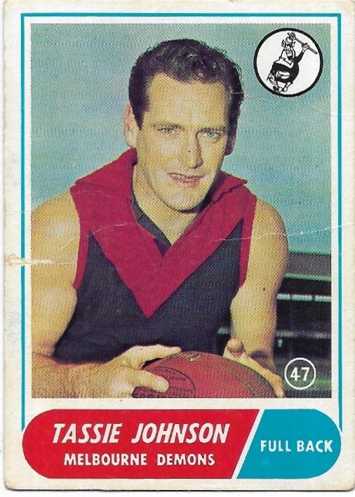 1969 Scanlens VFL (47) Tassie Johnson Melbourne