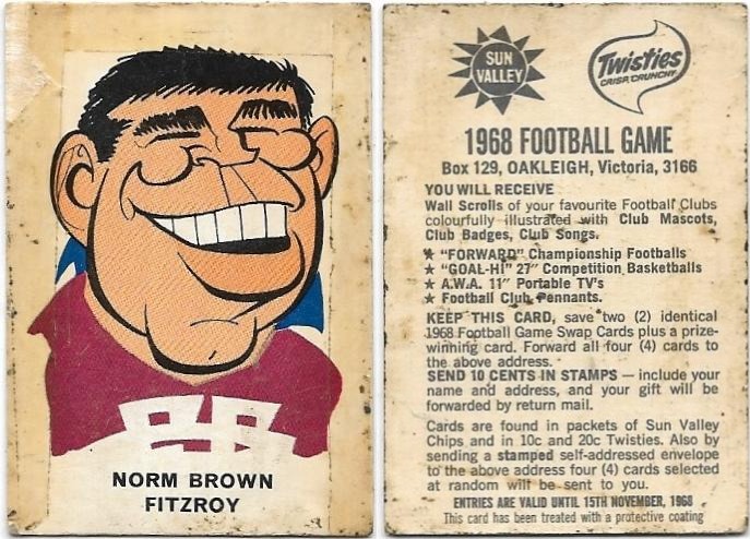 1968 Twisties Fitzroy – Norm Brown (Reverse – You Will Receive)