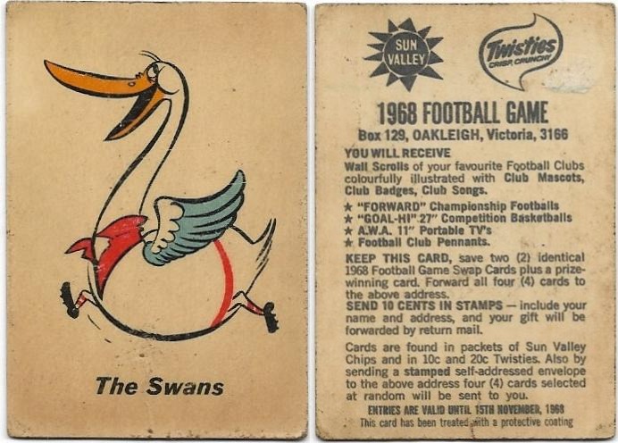 1968 Twisties Mascot – South Melbourne (Reverse – You Will Receive)
