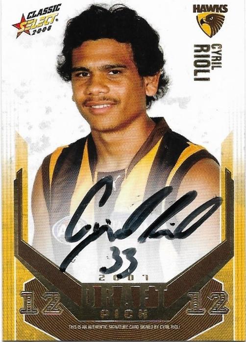 2008 Classic Gold Draft Pick Signature (DPG12) Cyril Rioli Hawthorn 210/400