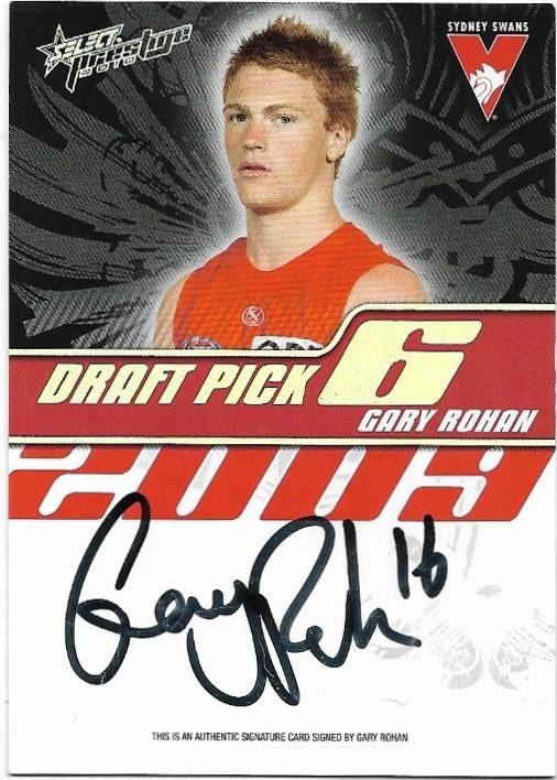 2010 Select Prestige Draft Pick Signature (DP6) Gary Rohan Sydney 102/400