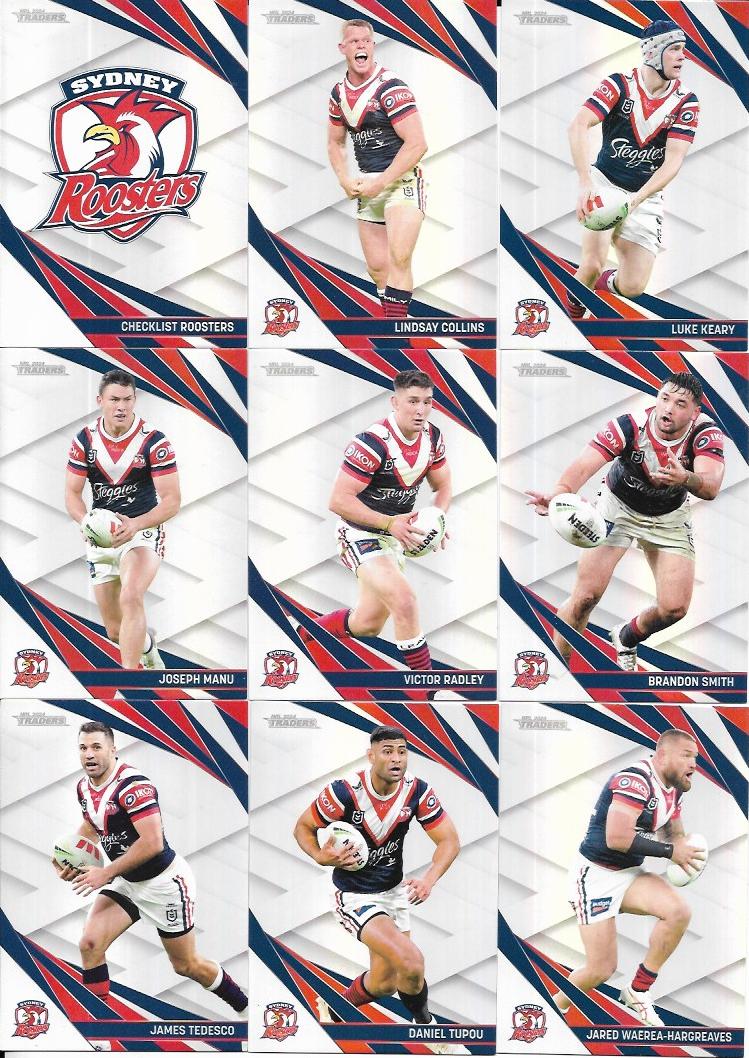 2024 Nrl Traders Titanium Pearl Parallel Set (9 Cards) – Roosters
