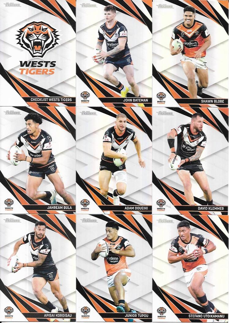2024 Nrl Traders Titanium Pearl Parallel Set (9 Cards) – Wests Tigers