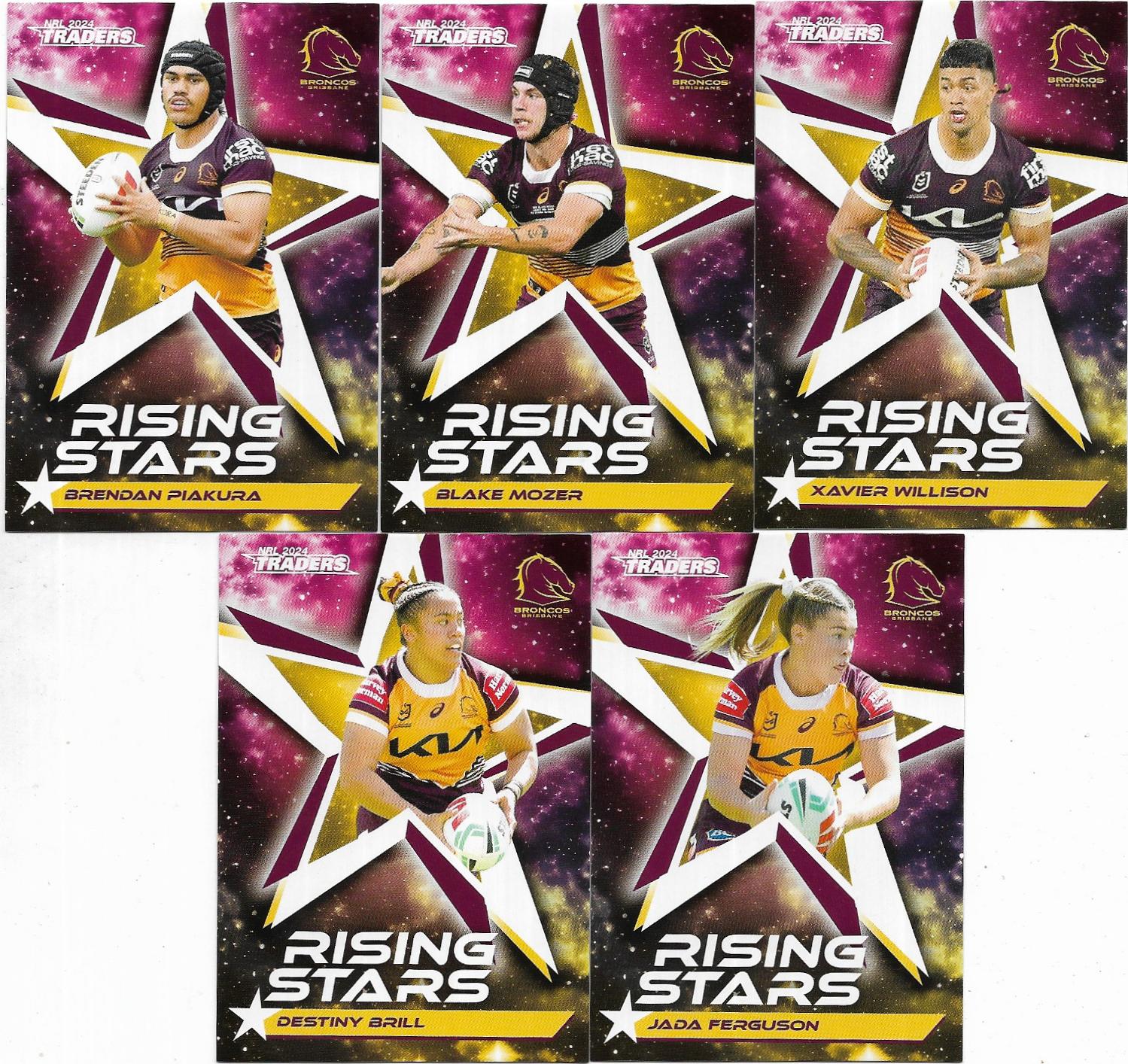 2024 Nrl Traders Titanium Rising Stars Team Set (5 Cards) – Broncos
