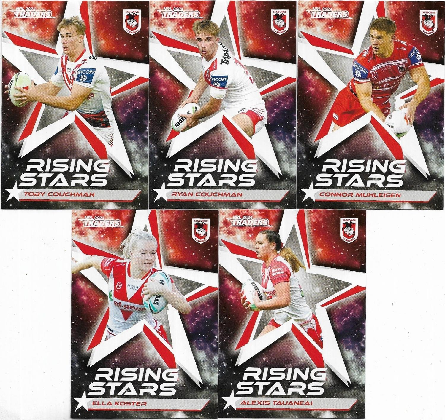 2024 Nrl Traders Titanium Rising Stars Team Set (5 Cards) – Dragons