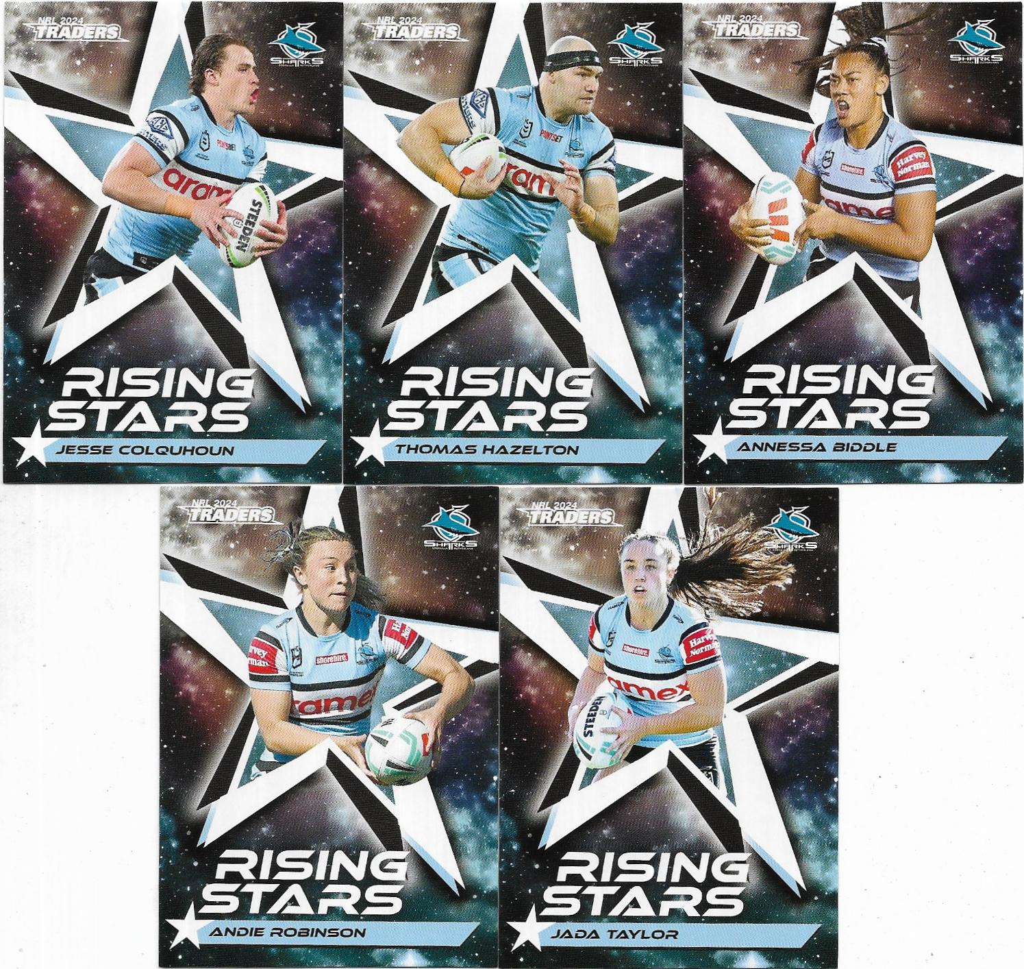 2024 Nrl Traders Titanium Rising Stars Team Set (5 Cards) – Sharks