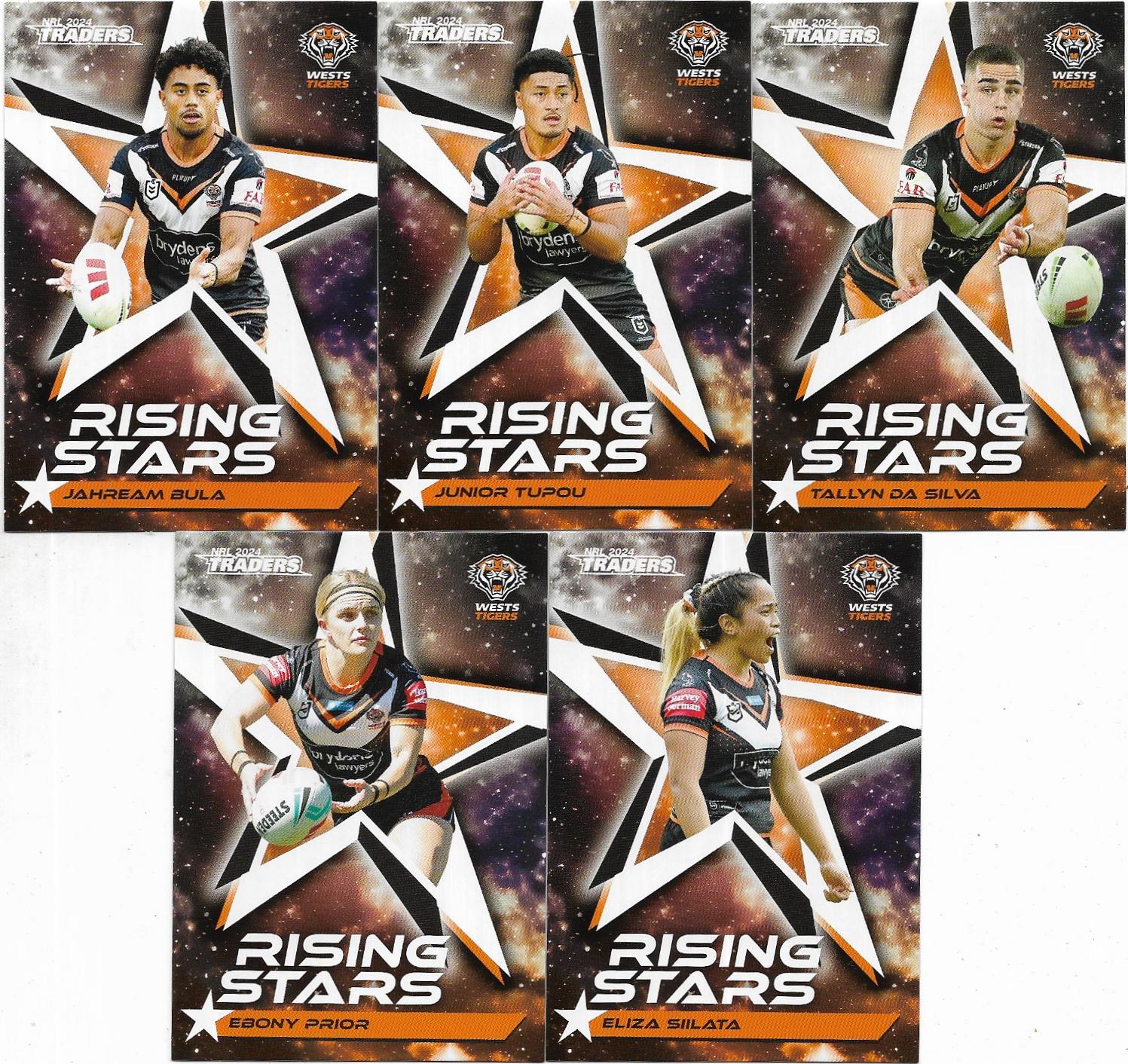 2024 Nrl Traders Titanium Rising Stars Team Set (5 Cards) – Wests Tigers