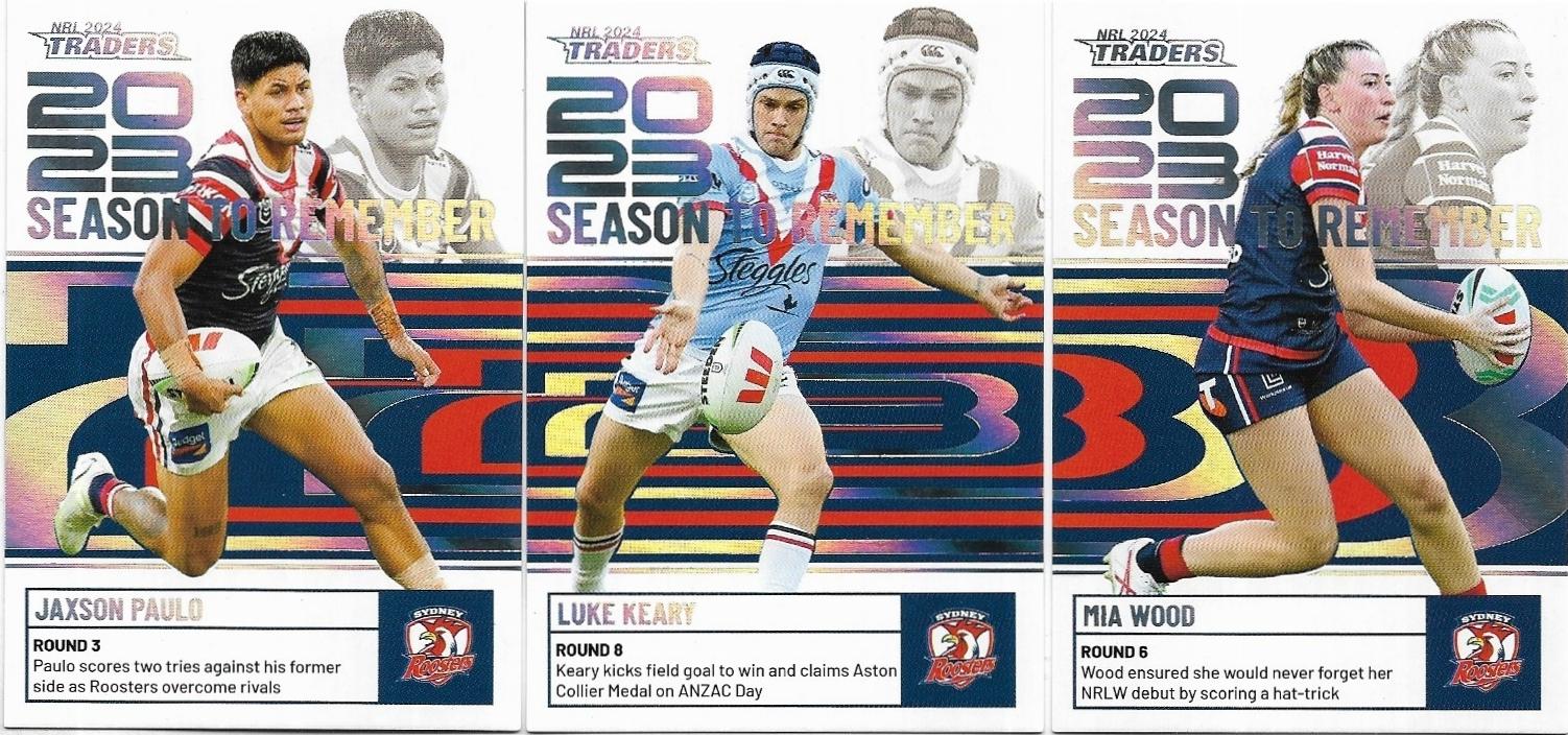 2024 Nrl Traders Titanium Season To Remember Team Set (3 Cards) – Roosters