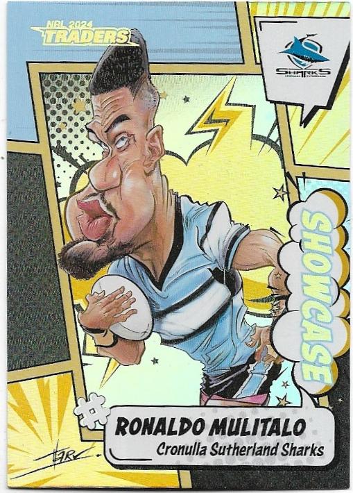 2024 NRL Traders Titanium Showcase Case Card (SCC05) Ronaldo Mulitalo Sharks 08/60