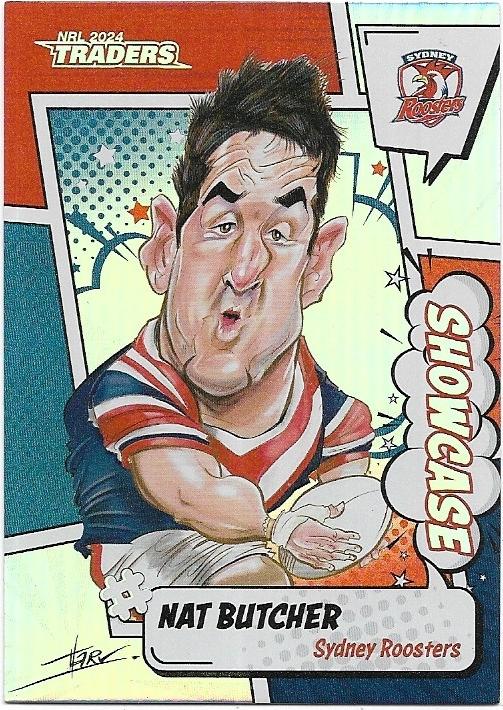 2024 NRL Traders Titanium Showcase Caricatures (S16) Nat Butcher Roosters