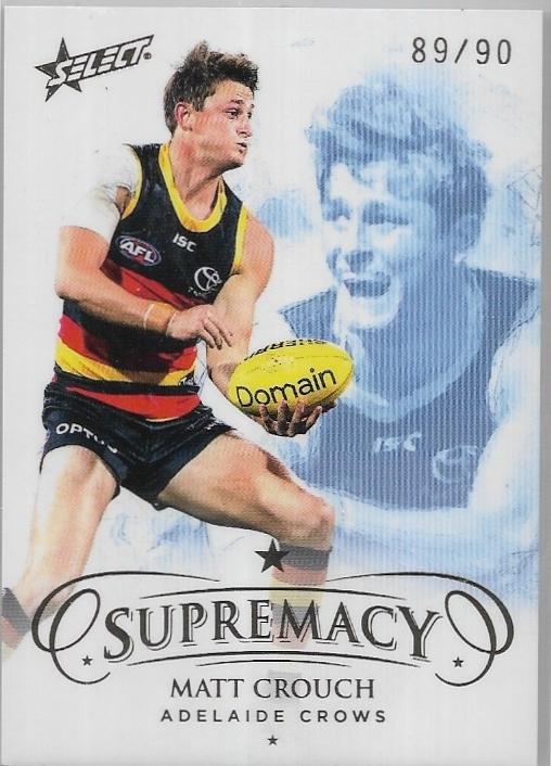 2021 Select Supremacy Parallel Gold (2) Matt Crouch Adelaide 89/90