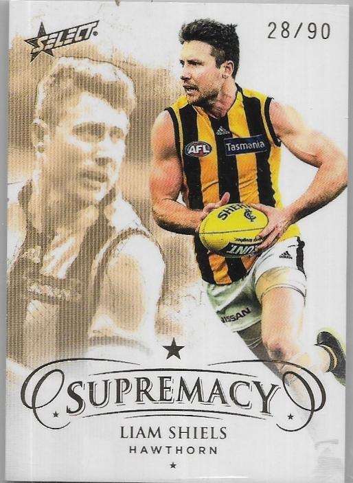 2021 Select Supremacy Parallel Gold (58) Liam Shiels Hawthorn 28/90