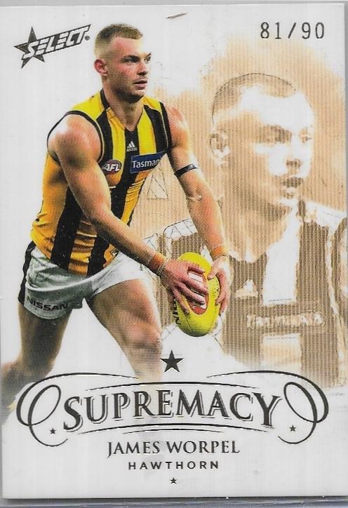 2021 Select Supremacy Parallel Gold (60) James Worpel Hawthorn 81/90