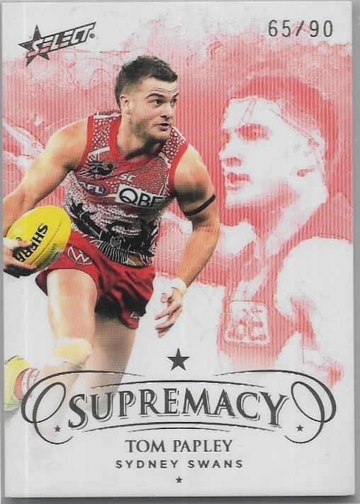 2021 Select Supremacy Parallel Gold (94) Tom PAPLEY Sydney 65/90
