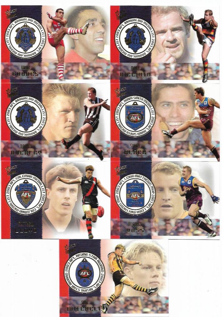 2004 Select Conquest Medal Cards Full Set (7 Cards)