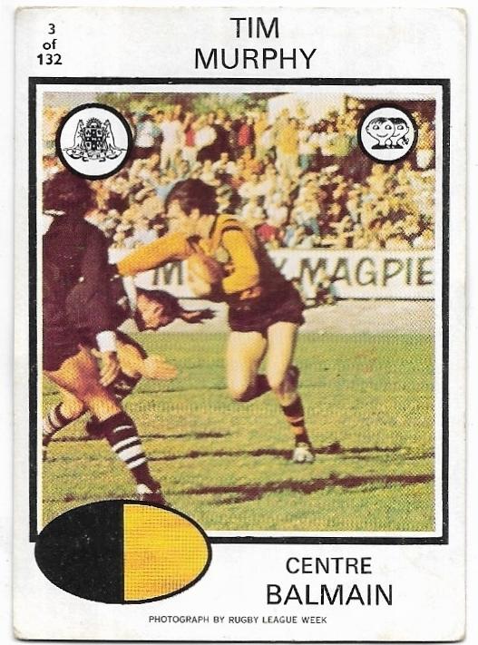 1975 Scanlens Rugby League (3) Tim Murphy Balmain