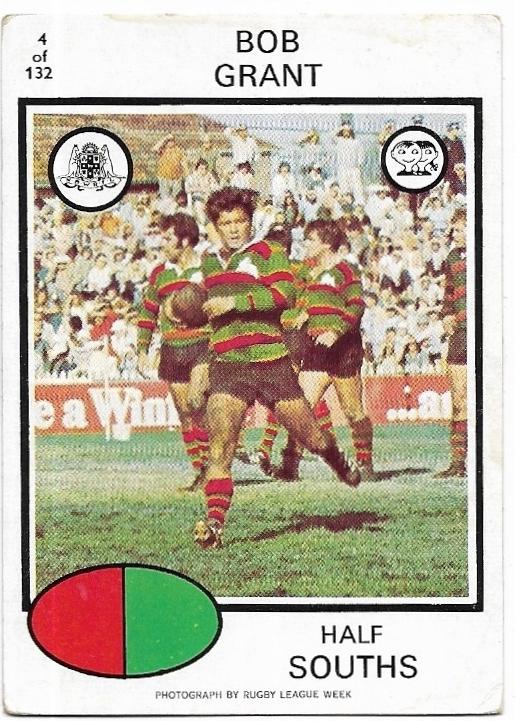 1975 Scanlens Rugby League (4) Bob Grant Souths