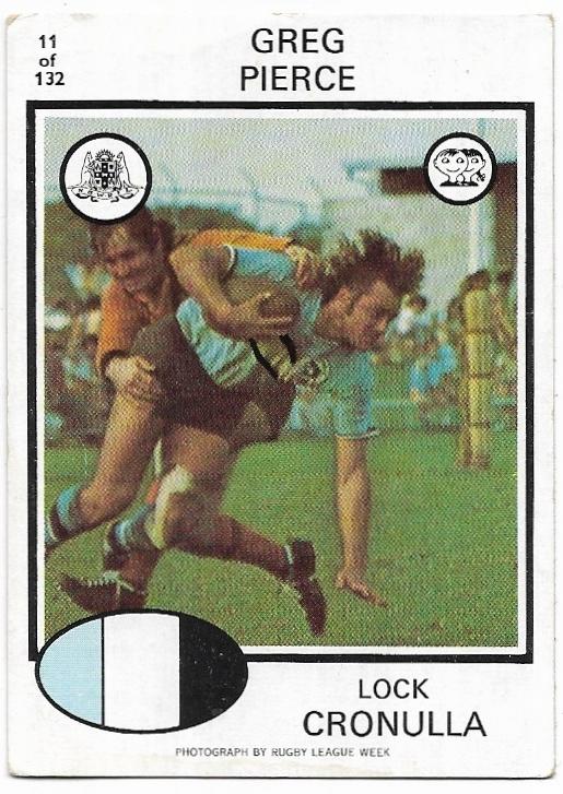 1975 Scanlens Rugby League (11) Greg Pierce Cronulla